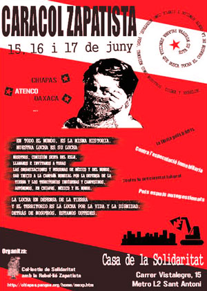 Cartell de la convocatòria del Caracol Zapatista de Barcelona